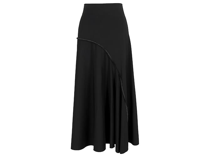 The Row Chouli Paneled Stretch-Crepe Midi Skirt in Black Viscose