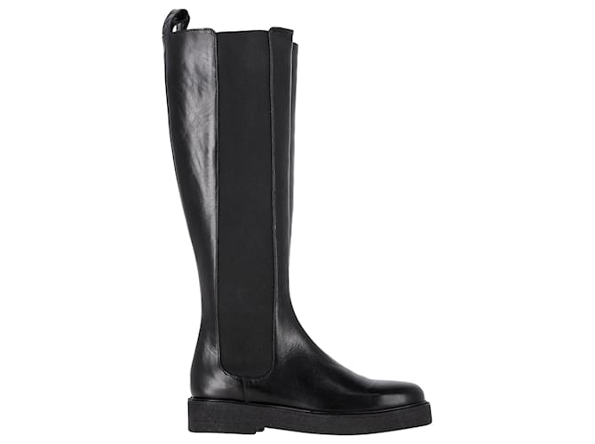 Staud Palamino Chelsea Knee-High Boots in Black Leather ref