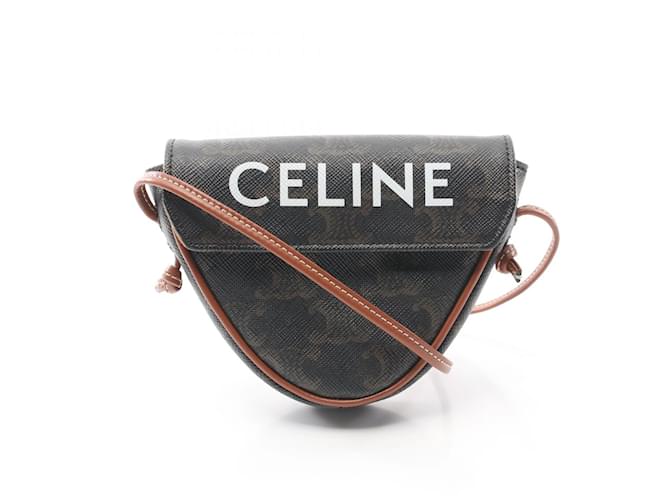 Céline CELINE Triomphe Triangle Mini Shoulder Bag Brown