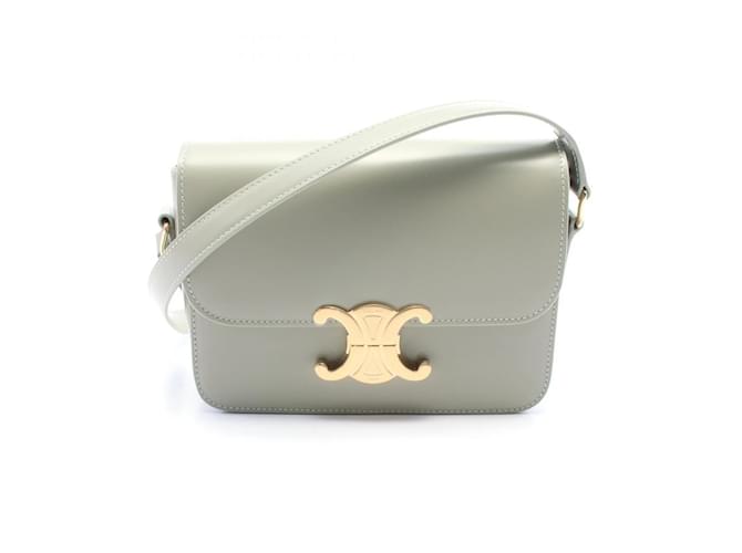 Céline Celine Teen Triomphe Shoulder Bag Green Leather ref