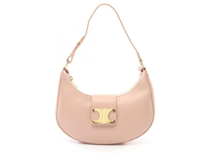 Céline Celine Ava Triomphe Medium Shoulder Bag Pink Leather