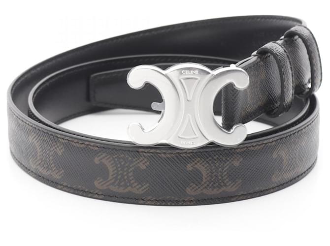 Céline Celine Medium Triomphe Leather Belt Brown Black ref