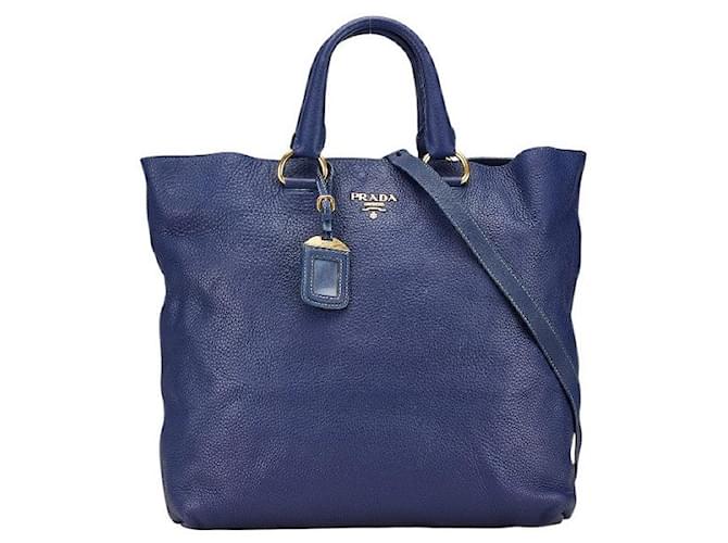 トートバッグ PRADA Woman Tote bags Blue 1BG5522HGX F0V98 Prada Blue Leather 2way Tote Bag ref.2297911 - Joli Closet