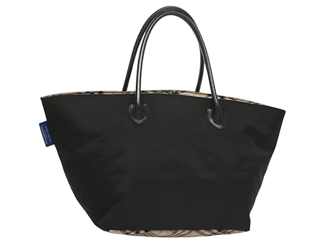 BURBERRY Blue Label Tote Bag Nylon Black Silver Auth am8707