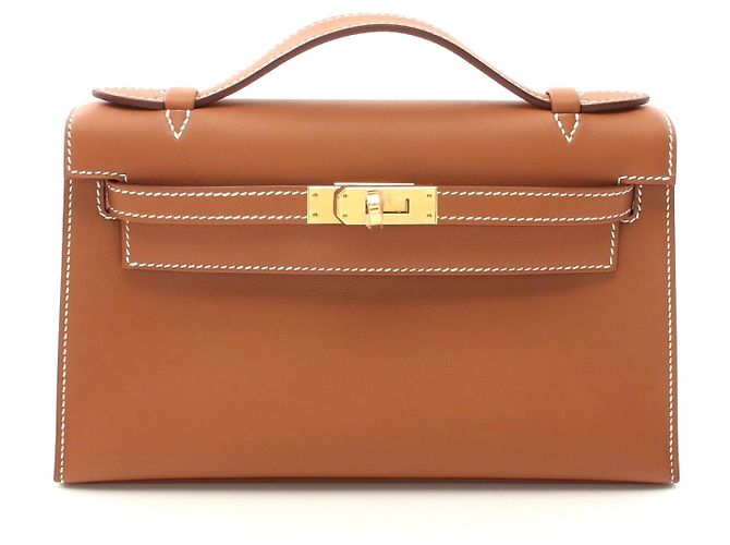 Hermès Hermes Mini Pochette Kelly Handbag Brown Leather Pony-style ...