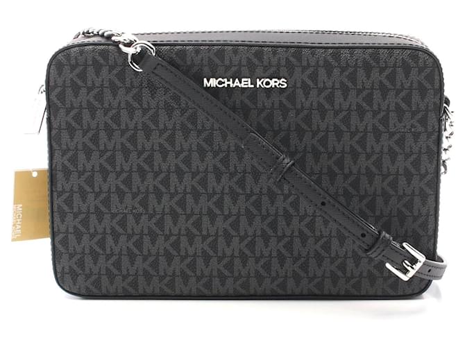 Michael Kors Jet Set Signature Shoulder Bag Black Cloth ref