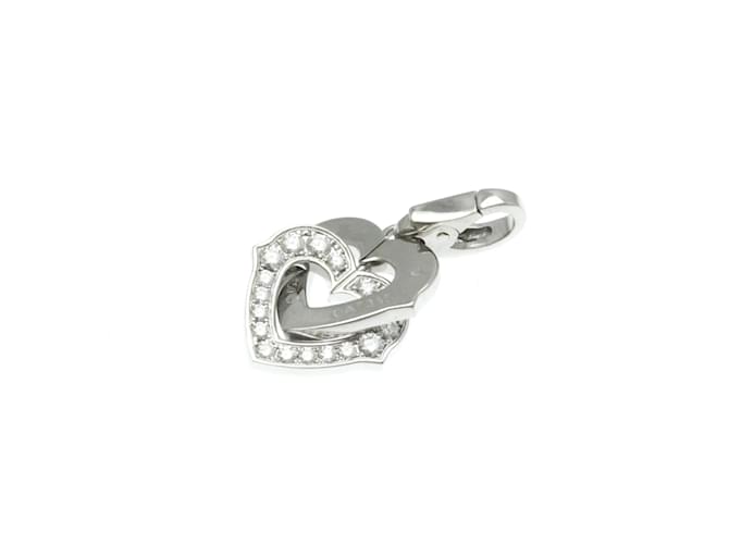 Pendentif en diamant Double Cœur Cartier Or blanc Argenté ref