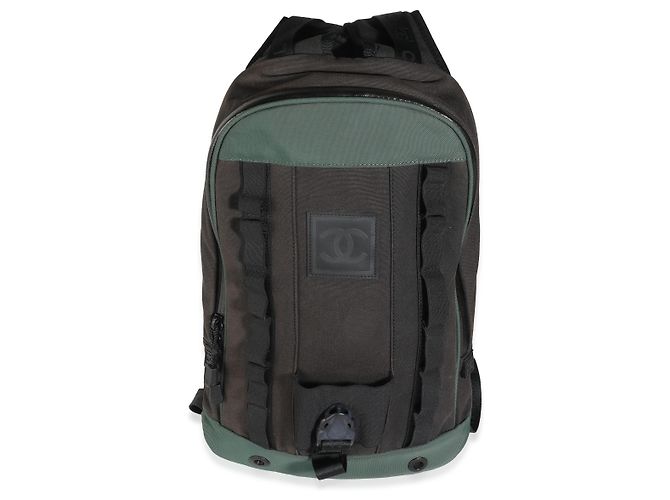 Chanel Sportsline Backpack Nylon Black Green Chanel Sports line Backpack Backpack Black x neon yellow  main image 4