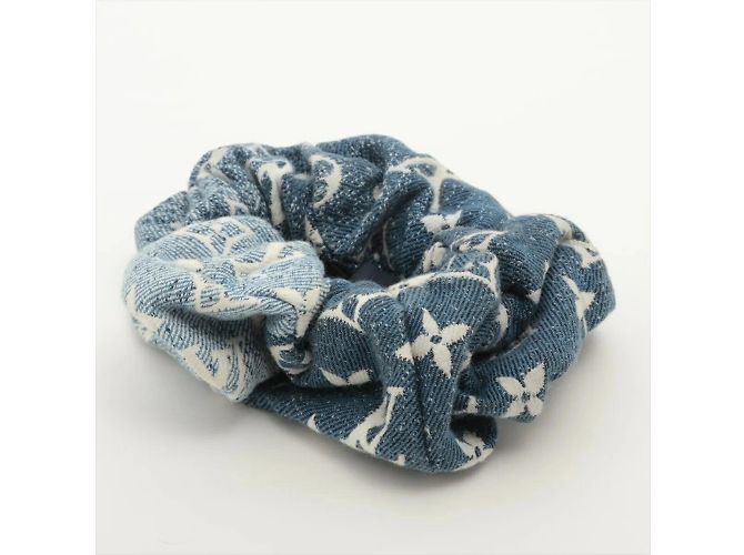 Louis Vuitton Monogram Denim Scrunchie Blue Cotton ref  display picture 3