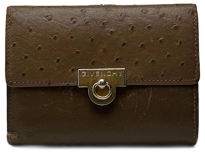Vintage Givenchy Wallet Brown Khaki Ostrich leather ref.2319217