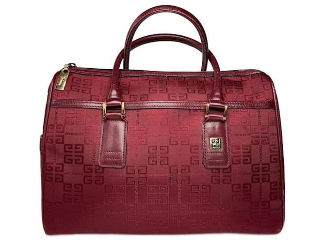 バッグ GIVENCHY SUEDE LEATHER MINI BOSTON BAG Vintage Givenchy Mini Boston bag burgundy Dark red Leather