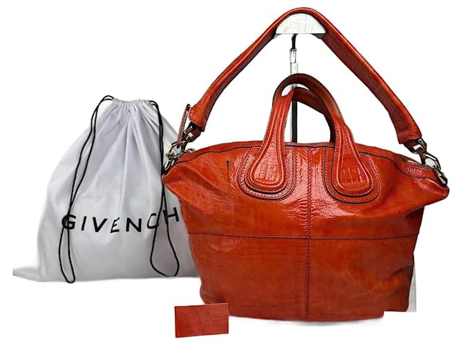 Vintage Givenchy Nightingale 2 way patent leather bag Orange ref