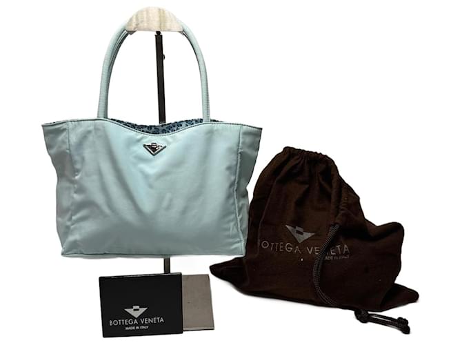 Vintage Bottega Veneta Reversible nylon Shopper bag turquoise blue