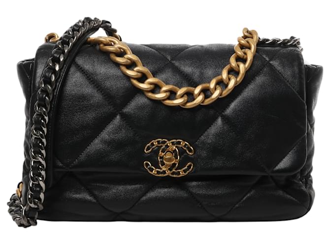 Chanel Chanel 19 Sac à main en cuir matelassé grand modèle avec