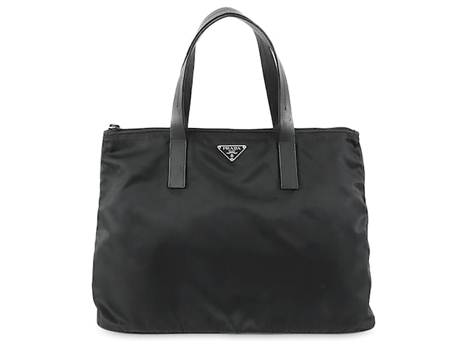 PRADA トートバッグ ブラック ブラック ミディアム レザー トートバッグ | PRADA