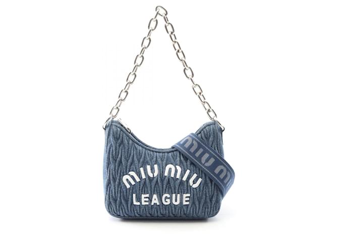 Miu Miu Matelassé Denim Shoulder Bag Blue ref.2323246 - Joli