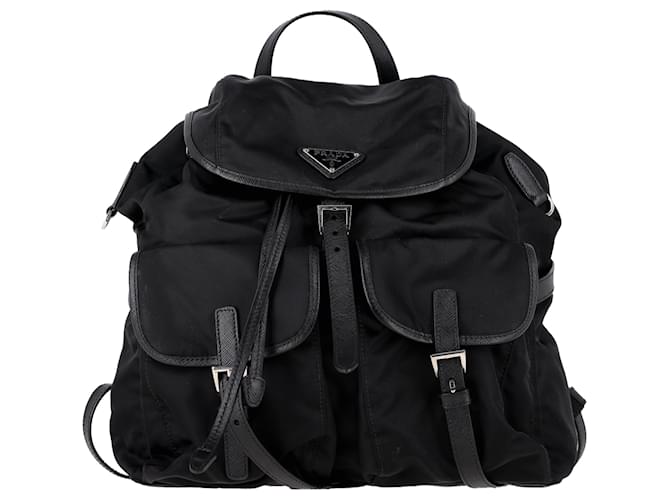 Jacquard Zaino medio Prada Re-Nylon Vela in nylon nero Tela ref