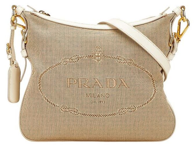PRADA CANVAS LEATHER ONE SHOULDER BAG Prada Canvas Leather 