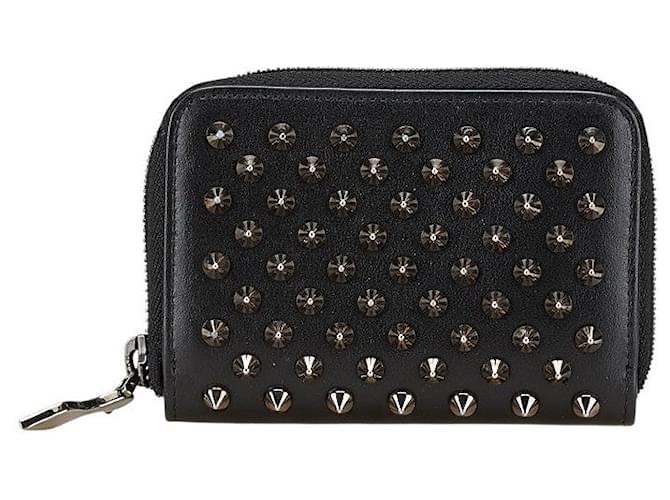 Porte-monnaie en cuir avec clous Christian Louboutin Noir ref
