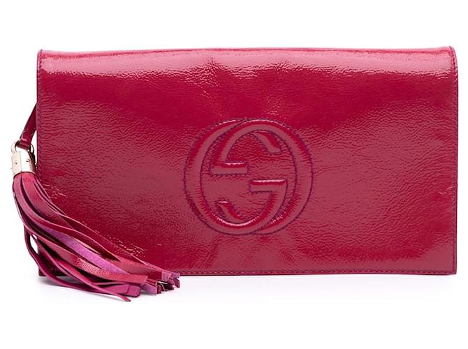 Gucci Pink Soft Patent Soho Disco Clutch Leather Patent leather