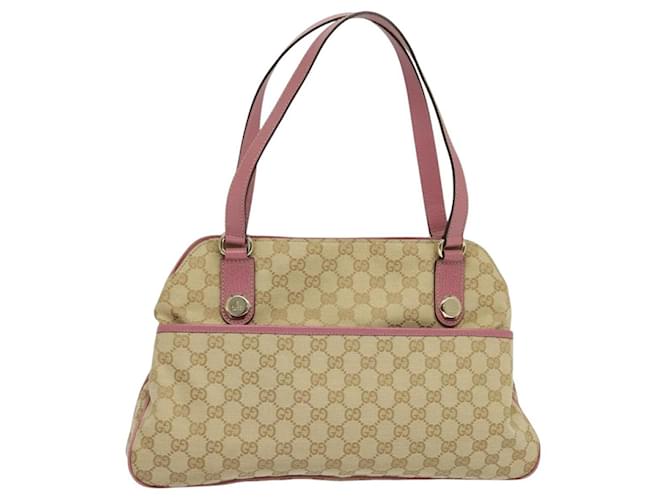 GUCCI GG Canvas Tote Bag Gold Beige pink 163288 Auth ki5792 Golden