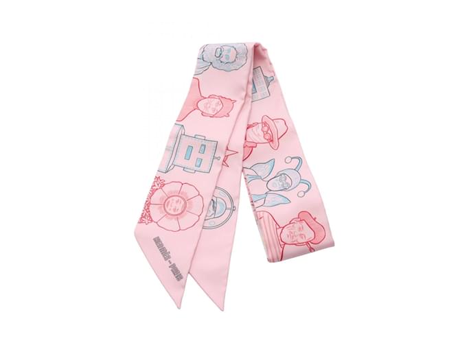 Hermès Hermes Twilly Dress Code Scarf Pink Multiple colors Silk ref ...