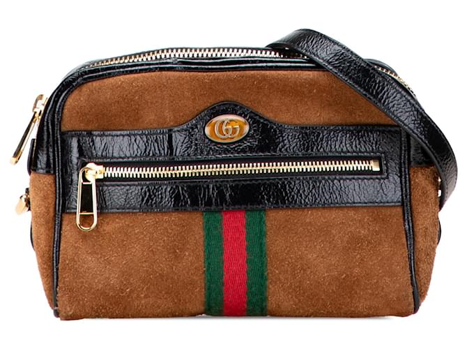 Gucci Brown Mini Suede Ophidia Crossbody Leather