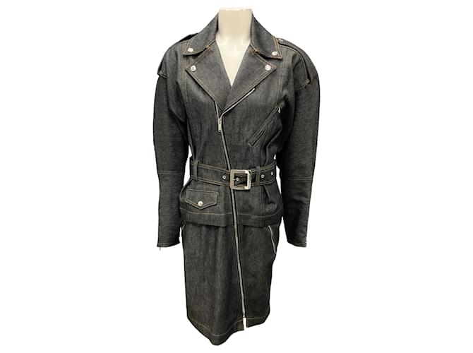 alexandre vauthier denim dress Alexandre Vauthier // Blue Denim Full Zip Belted Dress VSP Consignment