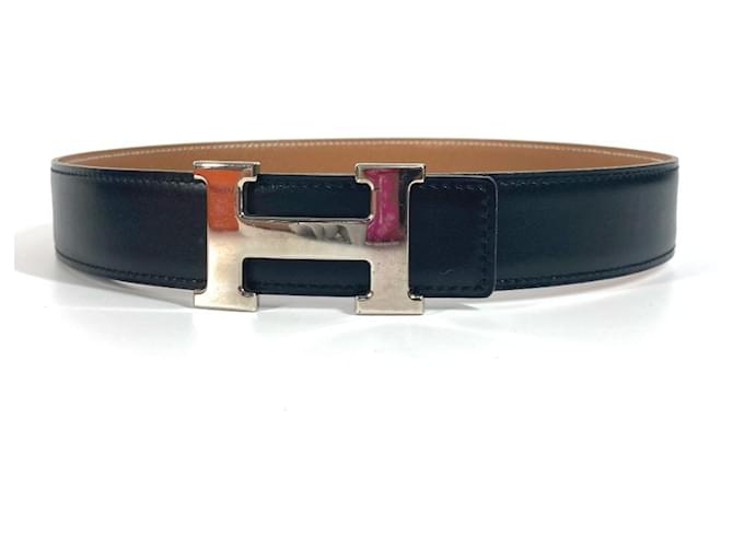 Hermès Hermes H Belt Buckle Accessory Brown Black Silvery ref