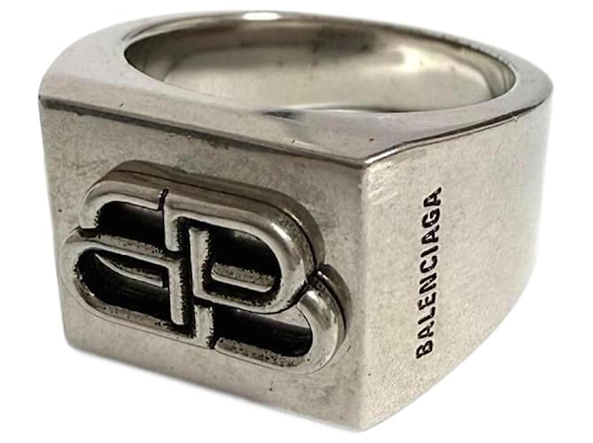 BALENCIAGA バレンシアガ Silver BB Signet Ring BALENCIAGA バレンシアガ Silver BB Signet Ring BALENCIAGA