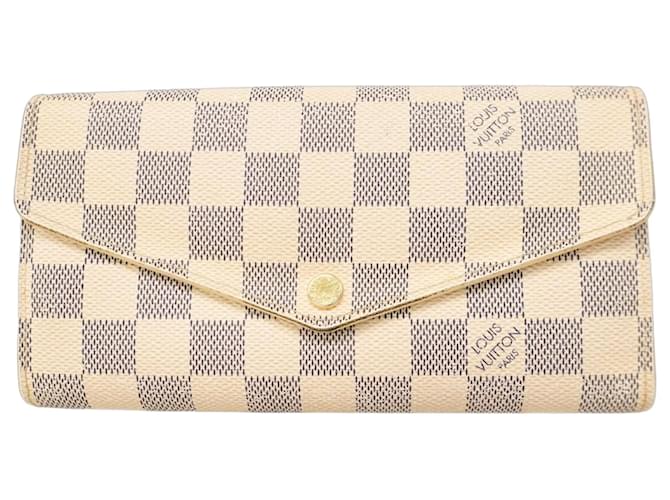 Louis Vuitton Long Wallet Damier Azur Portefeuille Sarah White ref
