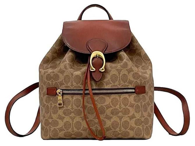 Coach Beige und Braun Signatur Rucksack Leder Kunststoff ref