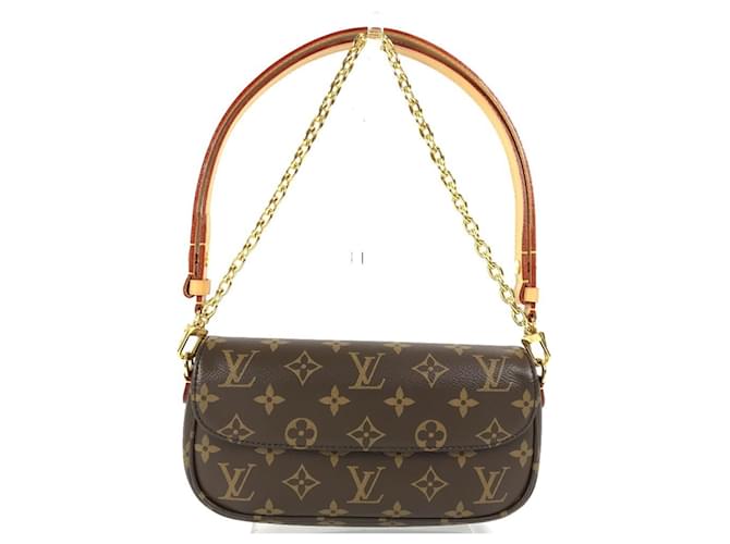 Louis Vuitton Monogram Wallet on Chain Ivy Clutch Bag Brown Patent