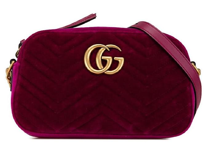 Gucci GG Marmont Velour Leather Shoulder Bag Purple