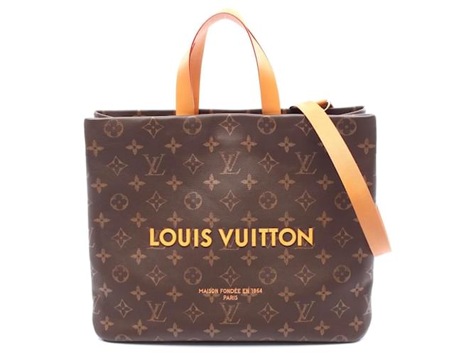 Louis Vuitton Monogram Leather Shopper Tote Brown Pony-style