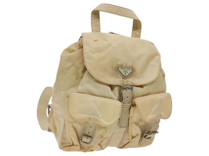 PRADA Backpack Nylon Beige Silver Auth bs27129 Silvery ref  display picture 1