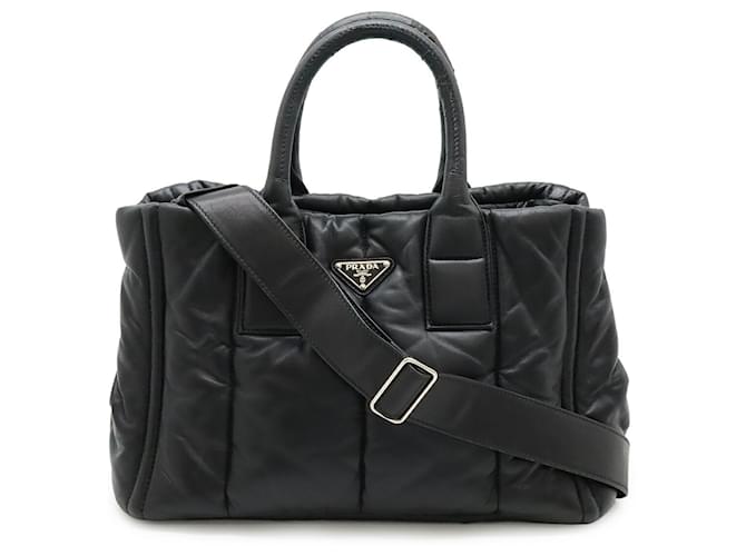 Prada Nappa Bomber Tote Bag Black Leather ref.JC2339966 (Sold