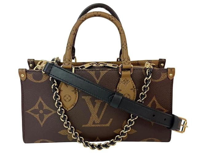 Louis Vuitton Onthego East West Chain Crossbody Shoulder Bag Brown