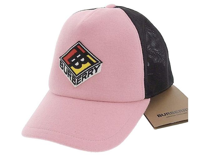 Burberry Wool Nylon Baseball Cap Pink Black L ref.2342423 
