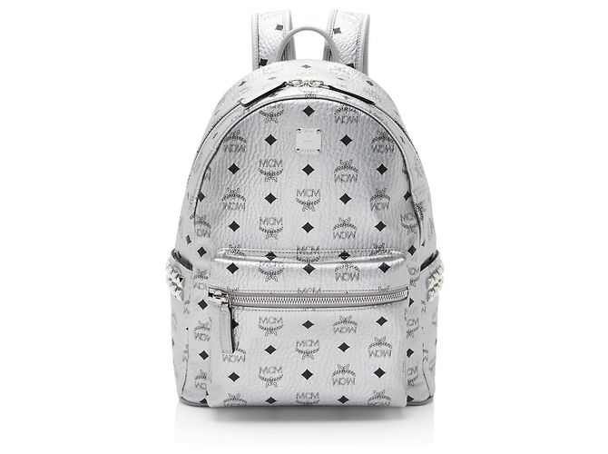 MCM Visetos Side Studs Stark Medium Backpack Silvery  display picture 3