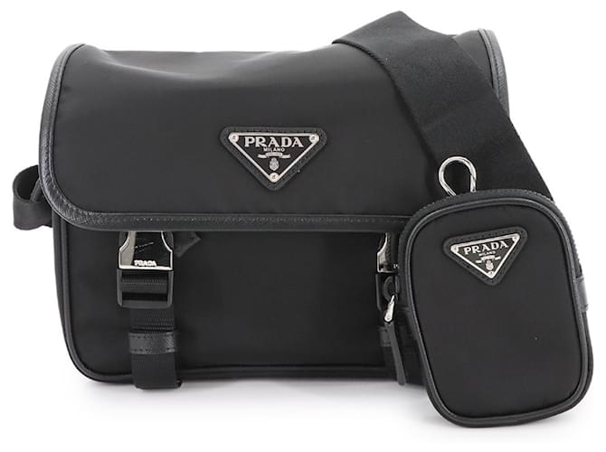 Saffiano Prada Black Shoulder Bag Leather Nylon ref.2346079