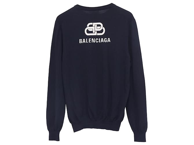 Balenciaga Back Logo Sweater in Navy Blue Wool ref.JC2348109 (Sold