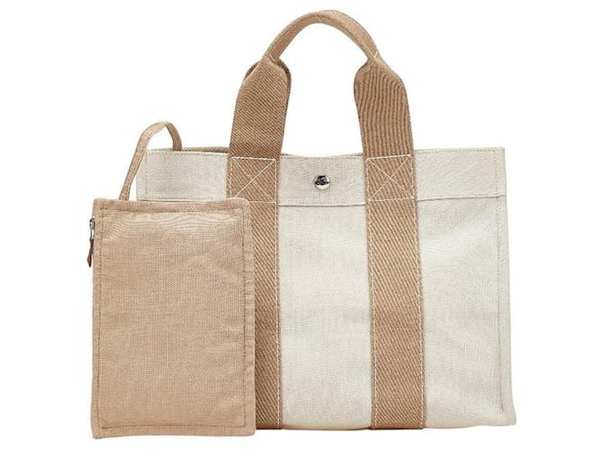 Hermès Hermes Bora Bora PM Canvas Tote Bag Brown Beige Cloth ref