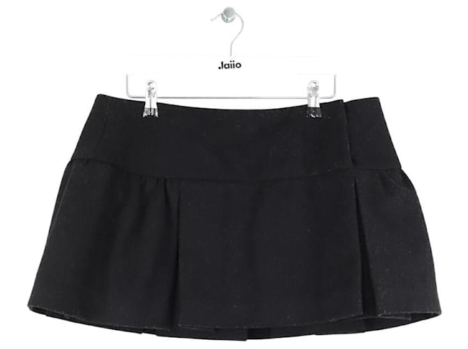 【送料&関税込】Miu Miu Black Stretch Wool Mini Skirt Miu Miu Wool Blend Satin-Trim Mini Skirt (Skirts) IFCHIC.COM