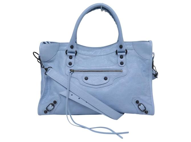 NEW BALENCIAGA LE CITY 823058 BLUE LEATHER SHOULDER BAG ref
