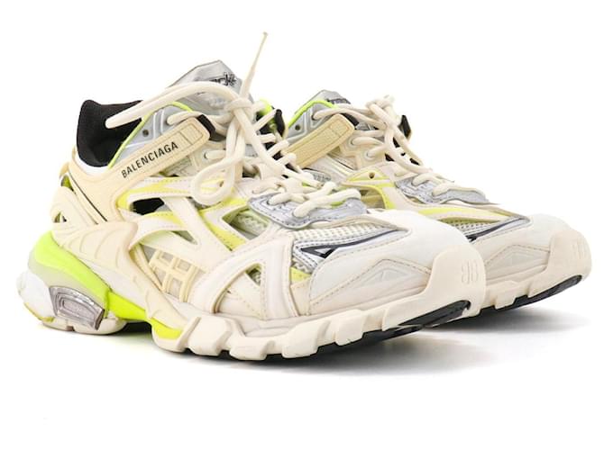 BALENCIAGA - Balenciaga Track sneakers in white and green leather
