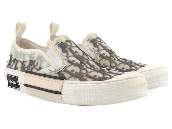 DIOR B23 Dior Slip-On Sneakers in White Dior Oblique Canvas (T40)