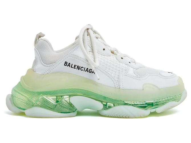 Balenciaga Triple S Sneakers EU37 White Leather Green Clear Sole