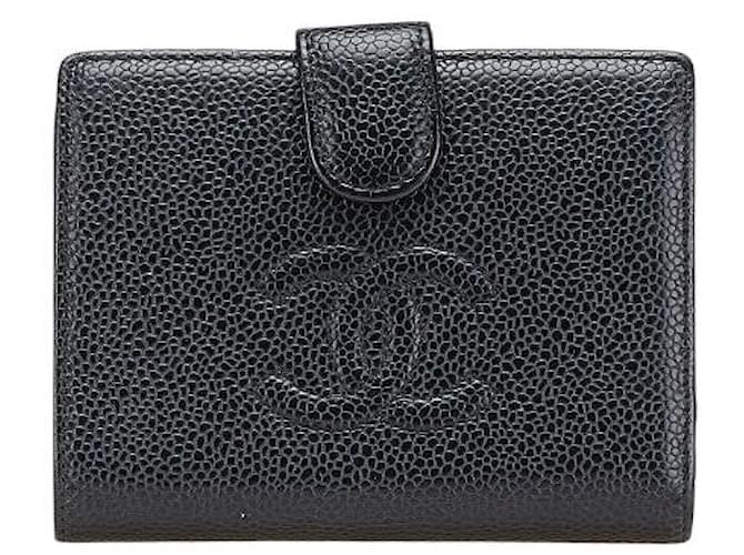 小物 CHANEL CC Mark Wallet Caviar Skin Black Chanel Coco Mark Caviar Skin Wallet Black Leather ref