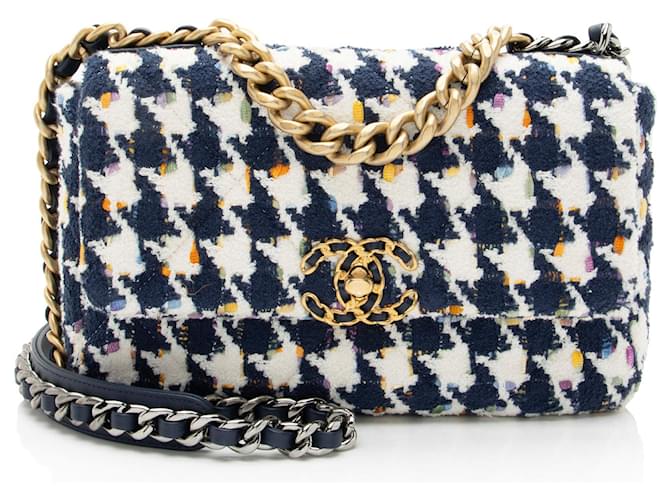 Gabrielle Bolso de Hombro Chanel Tweed Houndstooth 19 Medium Flap
